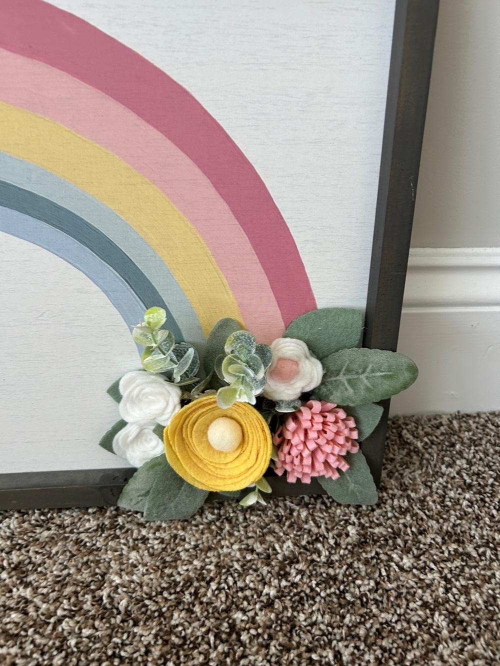 Rainbow Wall Art with Felt Flower Accents - Picture 3 of 10